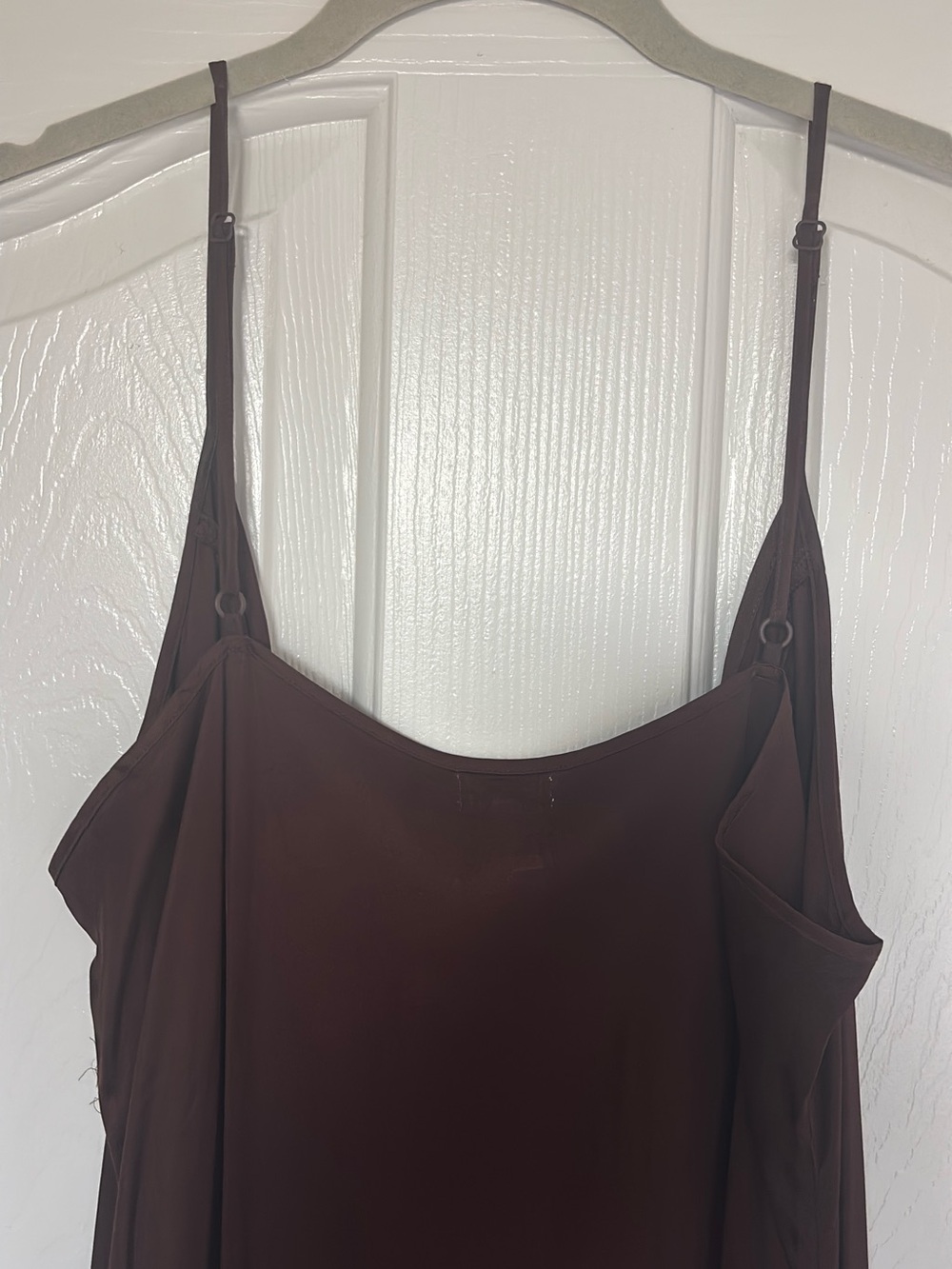 aerie Chocolate Brown Satin Slip Dress with Spaghetti Straps - Picture 7 of 7